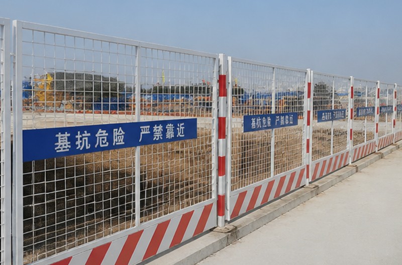 上海信奥基坑护栏用于施工现场基坑临边防护实景