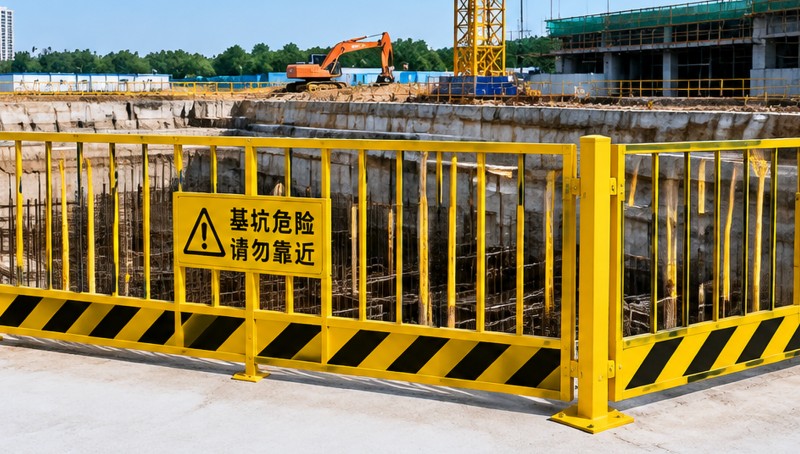 上海信奥基坑护栏网片网孔与防护密度实景