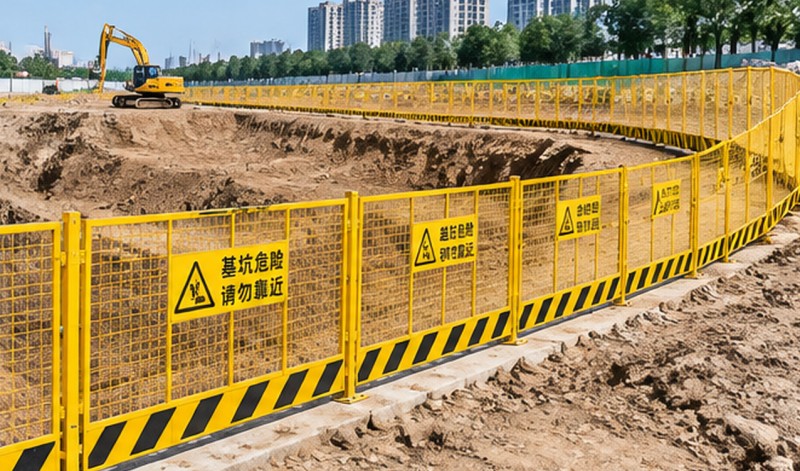 上海信奥基坑护栏在工程现场临边防护的应用实景